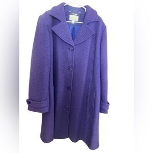 Woman’s deep purple wool coat by Appleseed's single-breasted full-length size XL
